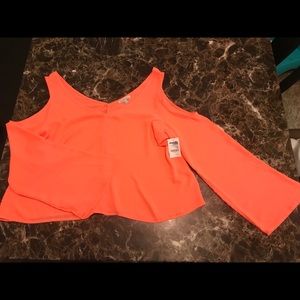 Cold shoulder sheer top